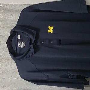 Cutter‎ & Buck Men’s Navy Blue and Maize logo MICHIGAN Performance polo XXL